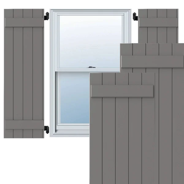 Ekena Millwork CWB18X048PRC 18x22W x 48x22H Exterior Five Board (2 Batten) Composite Board-n-Batten Shutters (Per Pair) - Primed