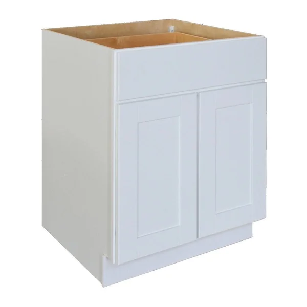 Sunny Wood SHB27-A Shaker Hill 27x22 Double Door Base Cabinet with Dovetail Drawer Designer White