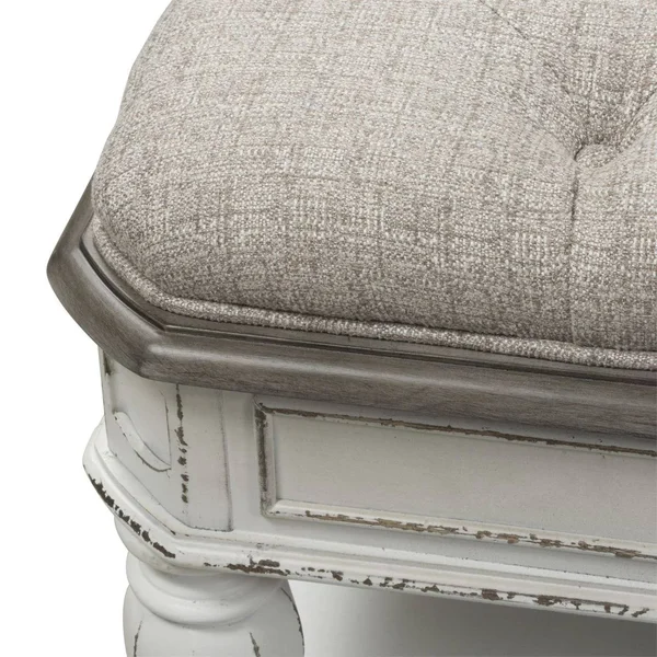 Liberty Magnolia Manor Bench Ivory Chenille, Antique White