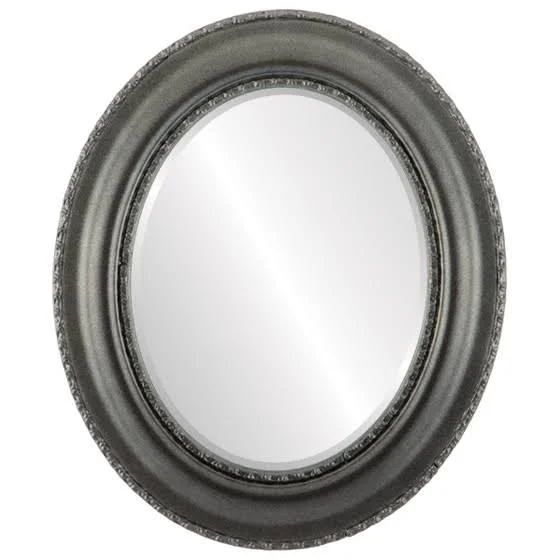 Somerset Framed Oval Mirror - Black Silver
