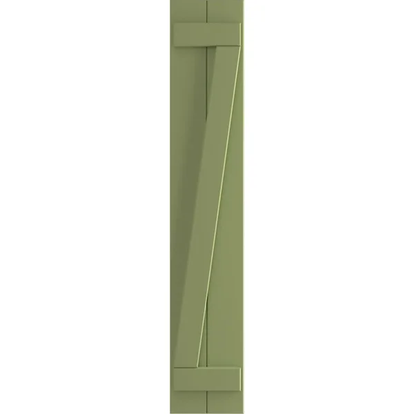 Ekena Millwork TFP102BBF11X025MG 10 3/4x22W x 25x22H True Fit PVC Two Board Joined Board-n-Batten Shutters w/Z-Bar, Moss Green (