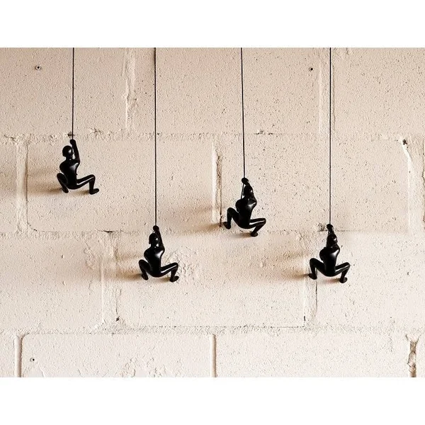 Black Climbing Man Wall Art - Pack of 4