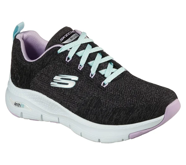 Women's Skechers Arch Fit Comfy Wave Sneaker - Size: 6.5, Black