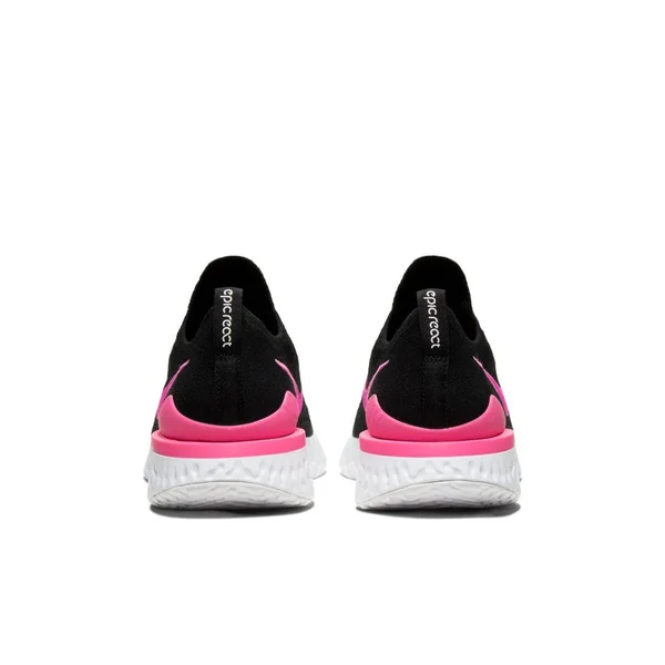 Men's Epic React Flyknit 2 (D - Regular) Running Shoe - Black - Pink Blast, White, 13