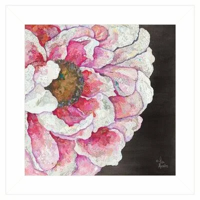'Blooms on Black I' by Lisa Morales - Picture Frame Painting Print on Paper Winston Porter Format: White Framed
