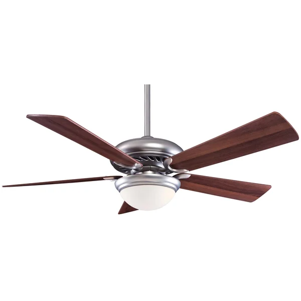 Minka-Aire Supra 52x22 Ceiling Fan with Light - Brushed Steel - Dark Walnut Blades