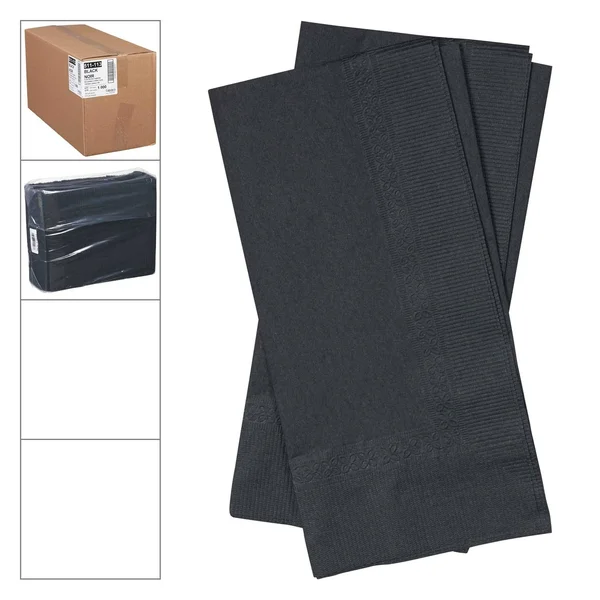 Lapaco 2 Ply Black Dinner Napkin - 15 1/2 x 16 inch - 1000 per CASE.