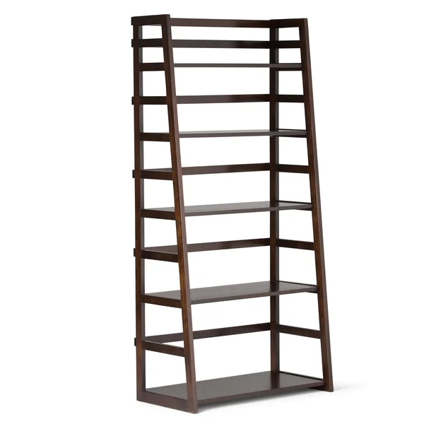 Wyndenhall Normandy Solid Wood 63 inch x 30 inch Rustic Ladder Shelf Bookcase - 30x22W x 15.9x22d x 63x22H - 30x22W x 15.9x22d x