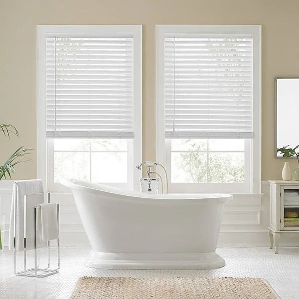 Real Simple Faux Wood 55x22 x 60x22 Cordless Shade in White
