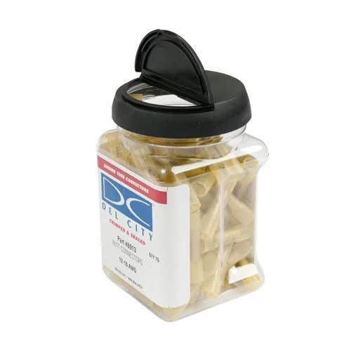 Heat Shrink & Crimp Butt Connector Jar, 75pc, Yellow, 12-10 Gauge 8913