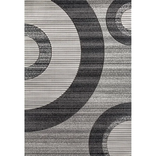 MDA Home Glamour Gray/Black Geometric Polypropylene Area Rug - 8&7x22 x 11&11x22