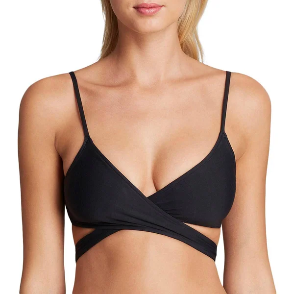 L*Space Swimwear Black Sweet & Chic Chloe Wrap Bikini Top (D, Xl) $79 Nwt
