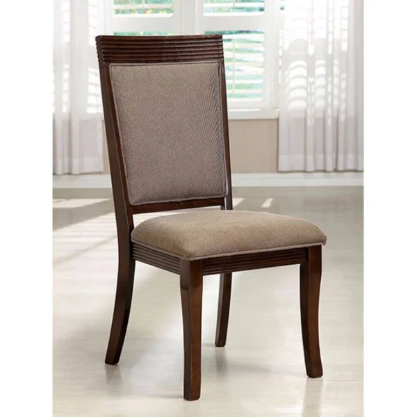 Benzara - Woodmont Contemporary Side Chair, Walnut Finish, Set of 2