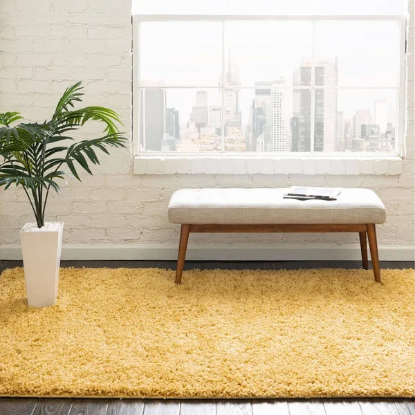 Unique Loom Everyday Solid Shag Area Rug (Yellow - 10& 0 x 13& 0)