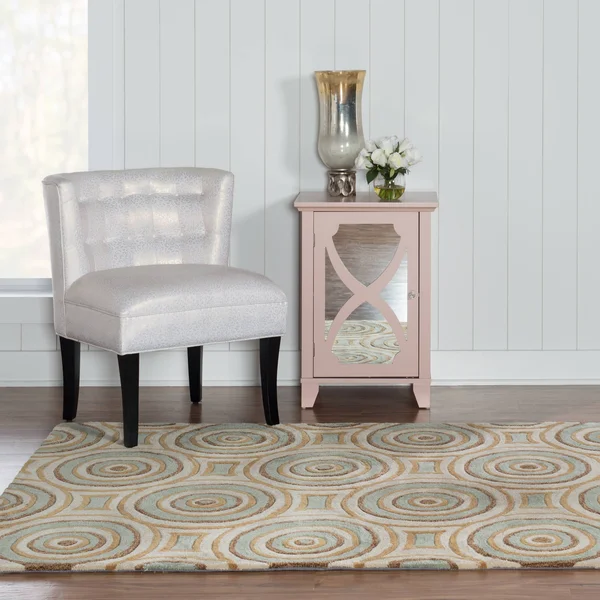 Linon Trio Area Rug - Cream, Aqua, Size: 8 x 10 ft.