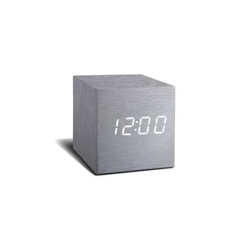Gingko Aluminium Cube Click Clock with White LED