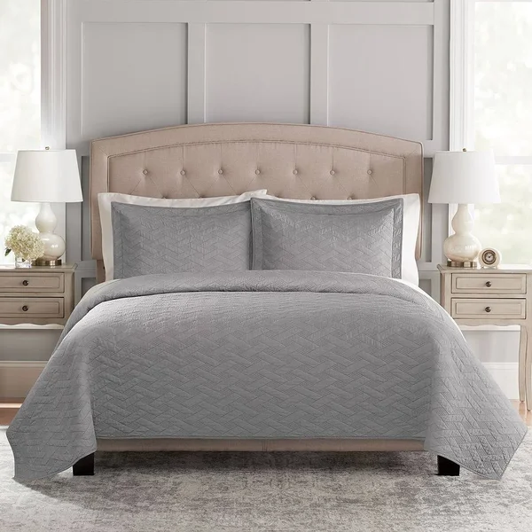 Croft & Barrow Anna Diamond Quilt or Sham, Grey, Twin