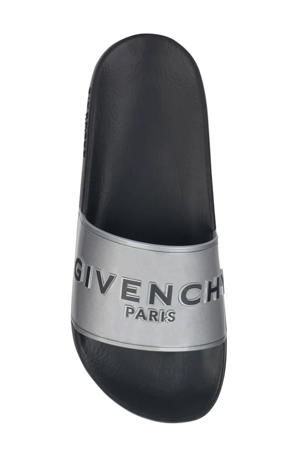 Givenchy Silver Logo Flat Sandals