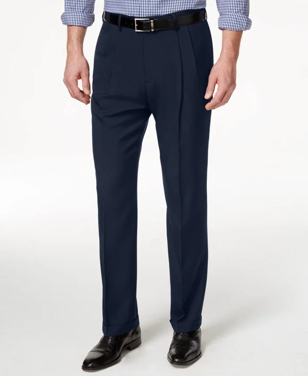 Haggar Mens Pleated Classic Fit Dress Pants