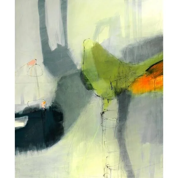 Easy Art Prints Sidsel Brix's 'Green Bird' Premium Canvas Art - 36 x 30 - Classic Black Frame