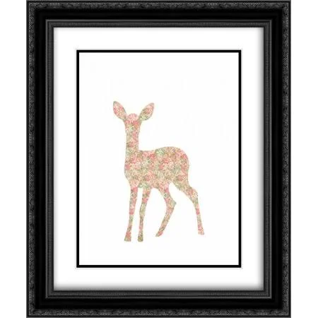 Shabby Chic Deer I 2X Matted 20x24 Black Ornate Framed Art Print by Moss, Tara