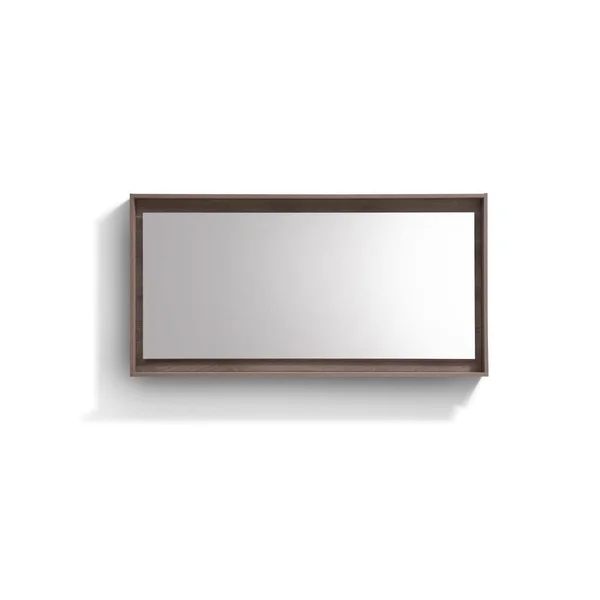 KubeBath Bosco 60x22 Framed Mirror with Shelve, Butternut Finish