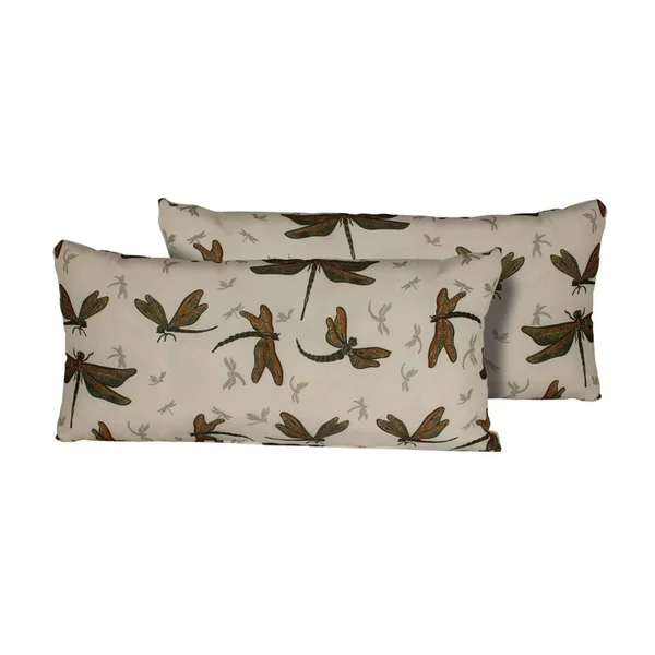 Jewel Wing Outdoor Throw Pillows Rectangle Set of 2, Multicolor, TK Classics(Polyester, Animal Print), Outdoor Cushion