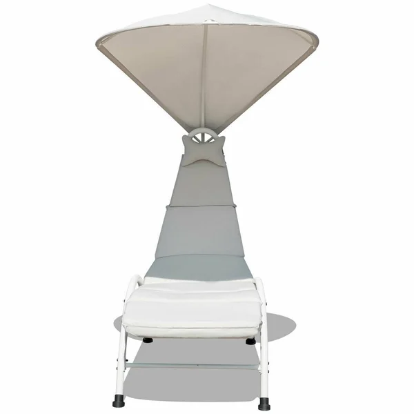 Gymax Hanging Chaise Lounger Chair Arc Stand Porch Swing Hammock Chair w/ Canopy Khaki, Beige