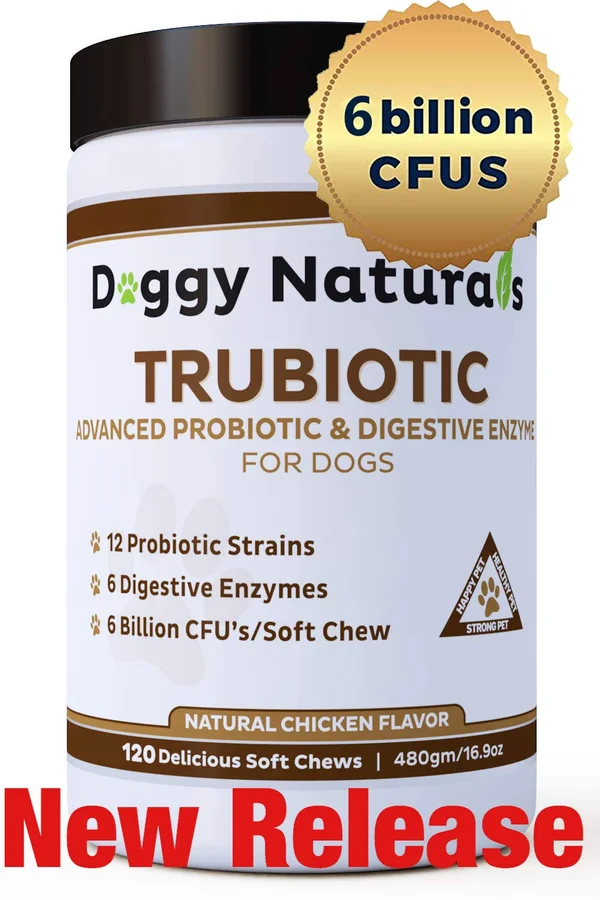 Probiotics for Dogs with Natural Digestive Enzymes + Prebiotics 6 Bill CFUs - 1 Chew Relieves Diarrhea Allergy Breath Yeast Gas
