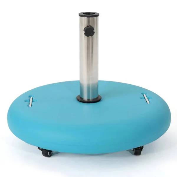 Noble House Guadalupe 88 lbs. Round Patio Umbrella Base in Teal, Blue