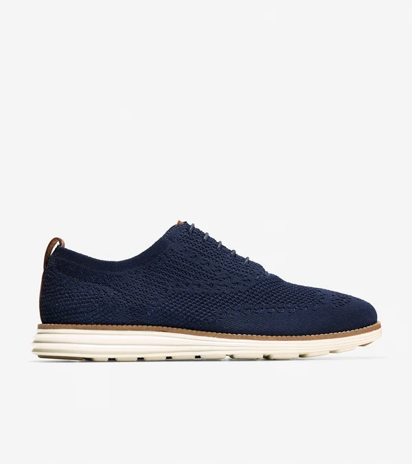 Cole Haan Original Grand Stitchlite Wingtip Oxford (Navy/Ivory) Men's Shoes