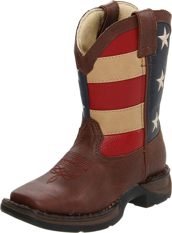 Durango BT245 Lil 8 inch Patriotic Pull-On Boot - 4.5 Brown/Flag