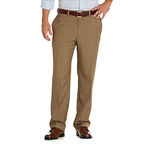 Haggar Men's Eclo Stria Expandable-Waist Flat Front Dress Pant