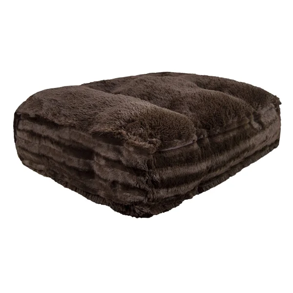 Bessie and Barnie Grizzly Bear/ Godiva Brown Ultra Plush Faux Fur Luxury Shag Durable Sicilian Rectangle Pet/Dog Bed (Large)