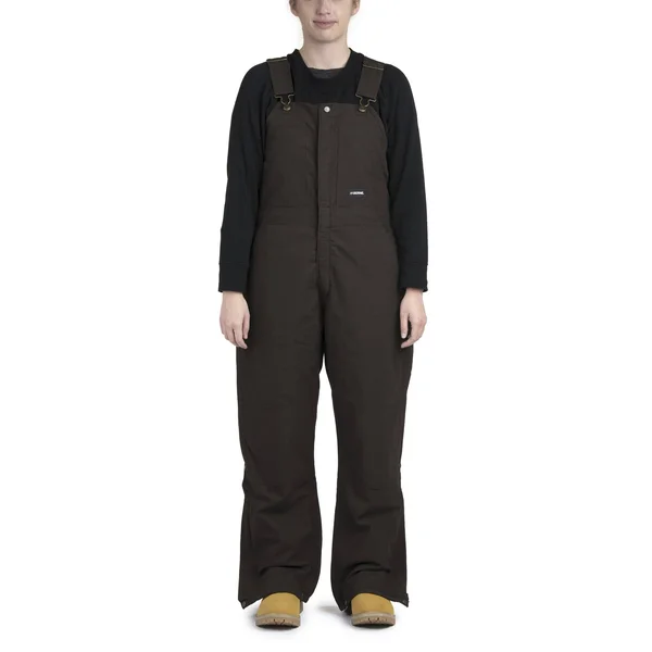 Berne Ladies Washed Insulated Bib Dark Brown, L/Short