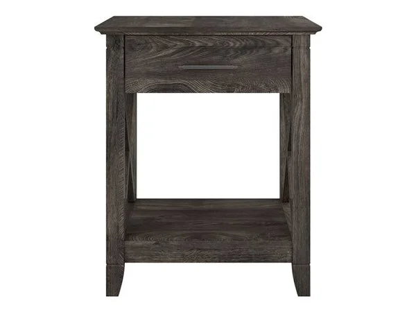Bush Furniture Key West End Table with Storage, Dark Gray Hickory