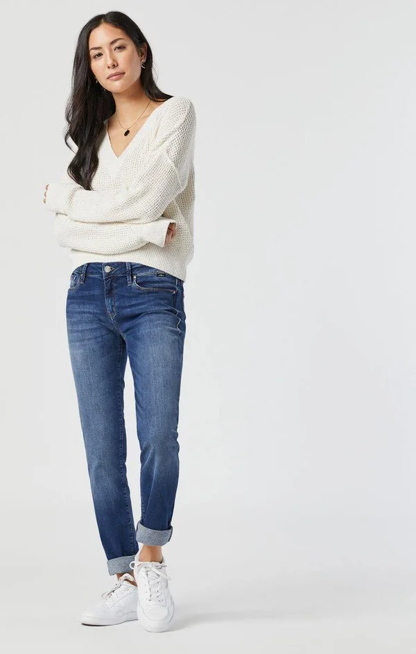 Mavi Women's Emma Slim Boyfriend Jeans in Deep Tribeca