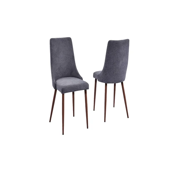 Dark Grey Linen Dining Side Chair, Set of 2 - Faux Wood