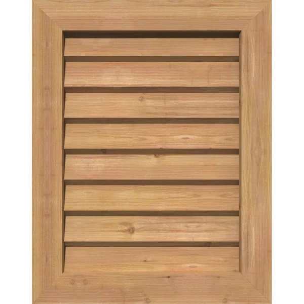 Ekena Millwork GVWVE12X1402SDUWR 12x22W x 14x22H Vertical Gable Vent (17x22W x 19x22H Frame Size): Unfinished - Non-Functional, S