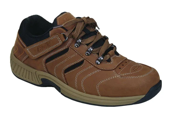 Men's OrthoFeet Shreveport Brown Leather 14 XXW - Adult Unisex
