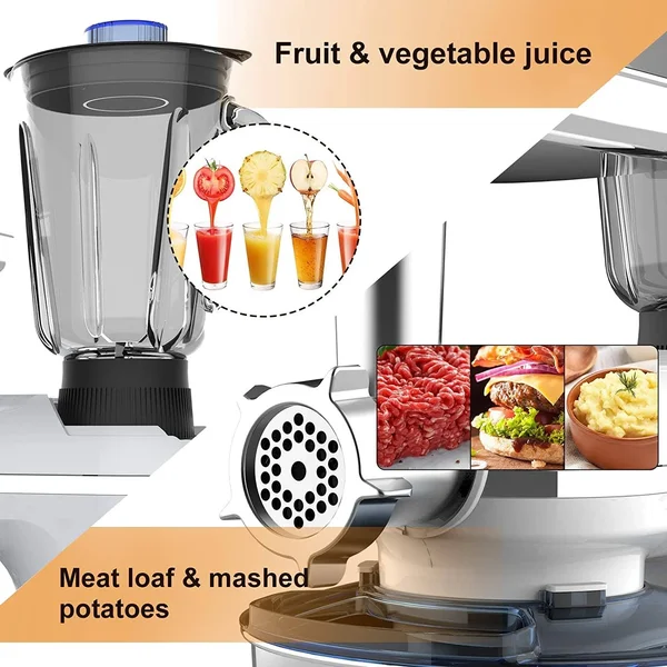 Nurxiovo 3 in 1 Stand Mixer, 850W Kitchen Food Mixer with 6 Speed and Pulse, Home Mixer Stand Up with 7qt Stainless Steel Bowl, Do