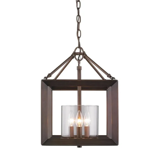 Golden Lighting 2073-SF-WG-CLR White Gold/Clear Glass Smyth 3 Light Convertible Semi-Flush
