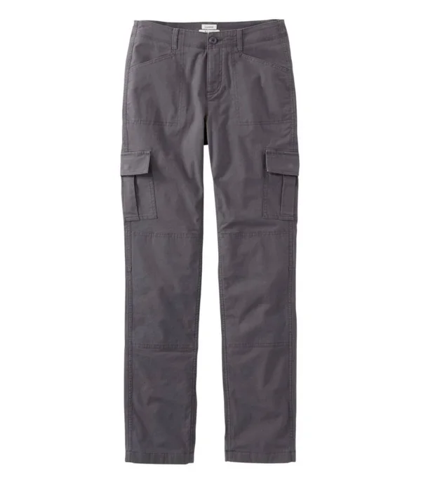 Women's Stretch Canvas Cargo Pants - Lined Gray 12, L.L.Bean