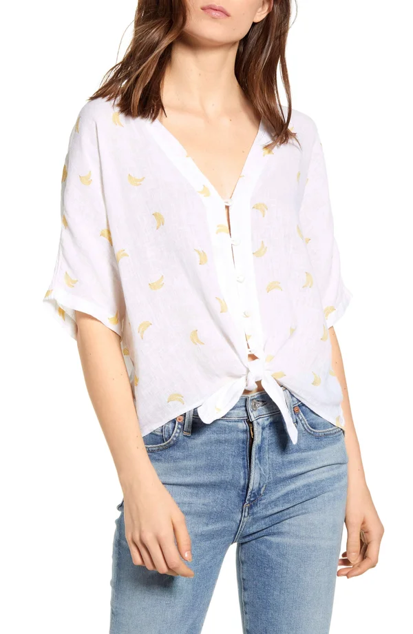 Rails Thea Tie Waist Blouse - Banana Bunch at Nordstrom Rack