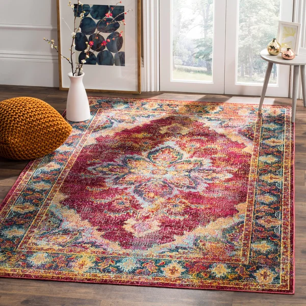 Safavieh CRS508R Crystal Ruby - Navy Area Rug - 4& x 6&