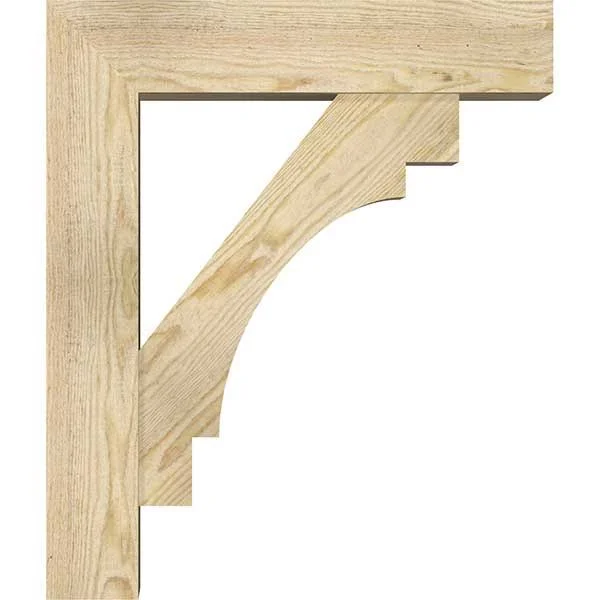 Ekena Millwork BKT0604X22X26MRC05RDF 6x22W x 22x22D x 26x22H Merced Block Rough Sawn Bracket w/ Offset Brace, Douglas Fir