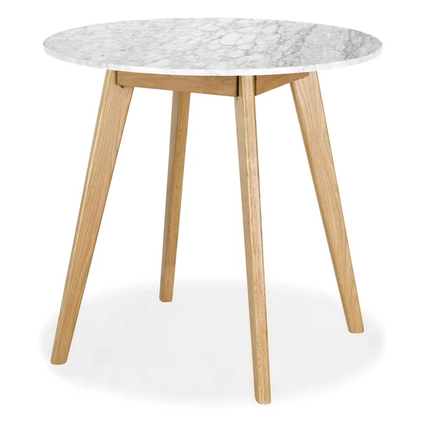 Riley Marble Round Dining Table in Oak, Poly & Bark