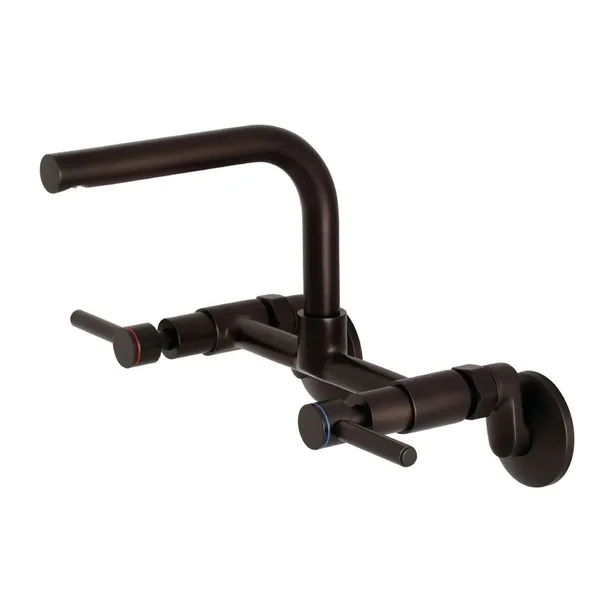 Kingston Brass KS812PB Concord 8x22 Adjustable Center Wall Mount Kitchen Faucet, Polished Brass