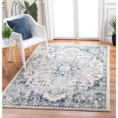 Yedidalga Oriental Ivory/Blue/Gray Area Rug Bungalow Rose Rug Size: Rectangle 5&3x22 x 7&6x22