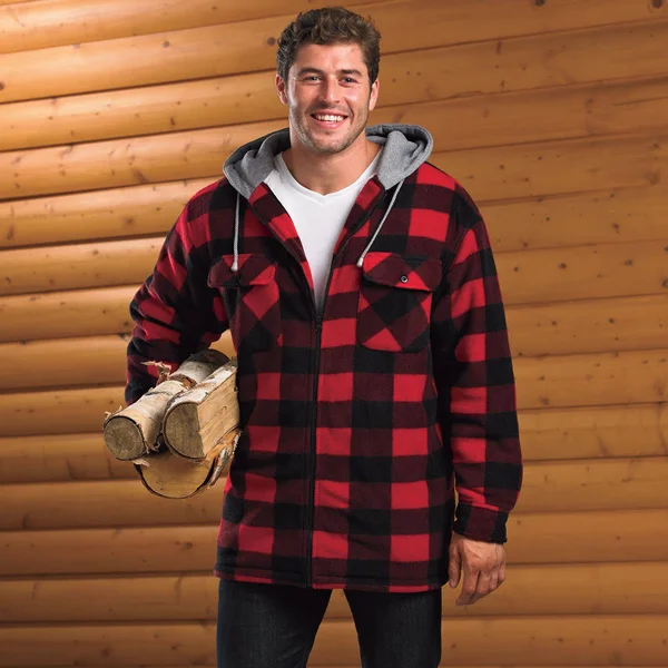 Trail Crest Buffalo Plaid Sherpa Shirt-Style Jacket XXXL Men's Red